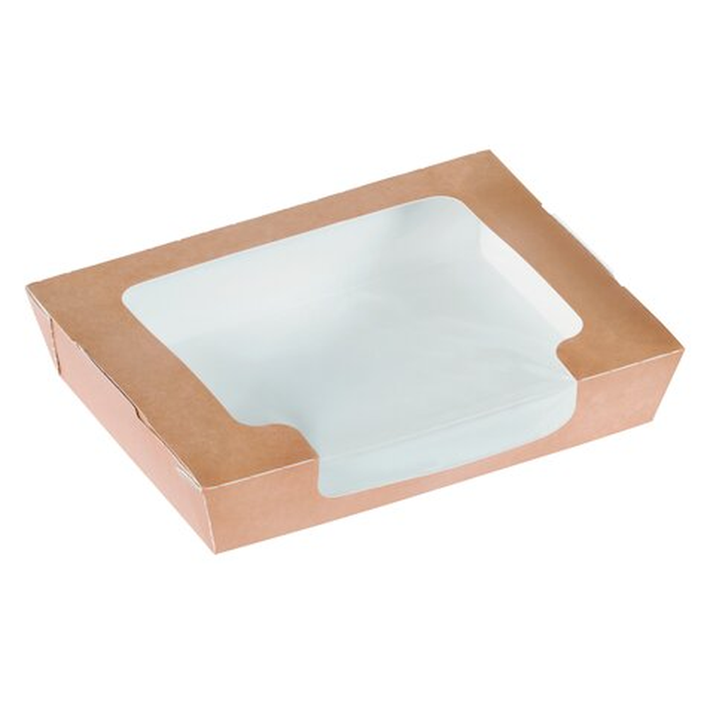Pacovis Small Food Tray, 120x120x45 mm, Kraft, ca. 700ml, AntiFog