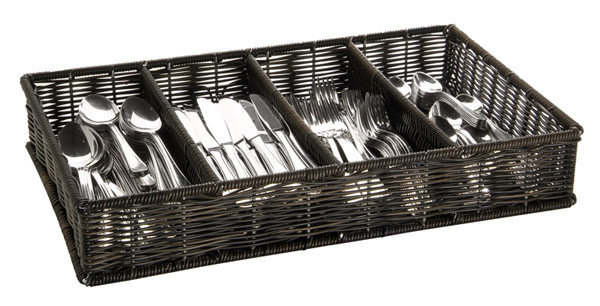 APS GN 1/1 Besteckbehälter 53 x 32,5 cm, H: 9 cm , Polypropylen, schwarz / braun