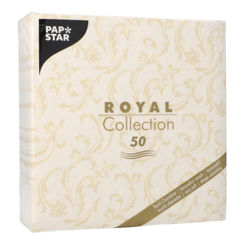 PAPSTAR Servietten ROYAL Collection 1/4-Falz 40 cm x 40 cm champagner Dam