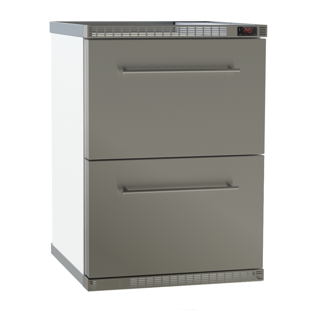Kühlschrank-Schublade, Doppel-Schublade, Standgerät, Edelstahloptik, Bedienfeld