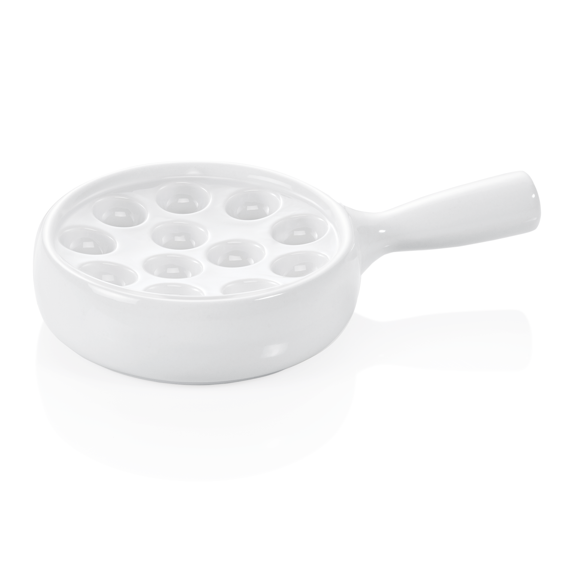 WAS Schneckenpfanne für 12 Schnecken, Ø 20 cm, mit Stielgriff, Porzellan