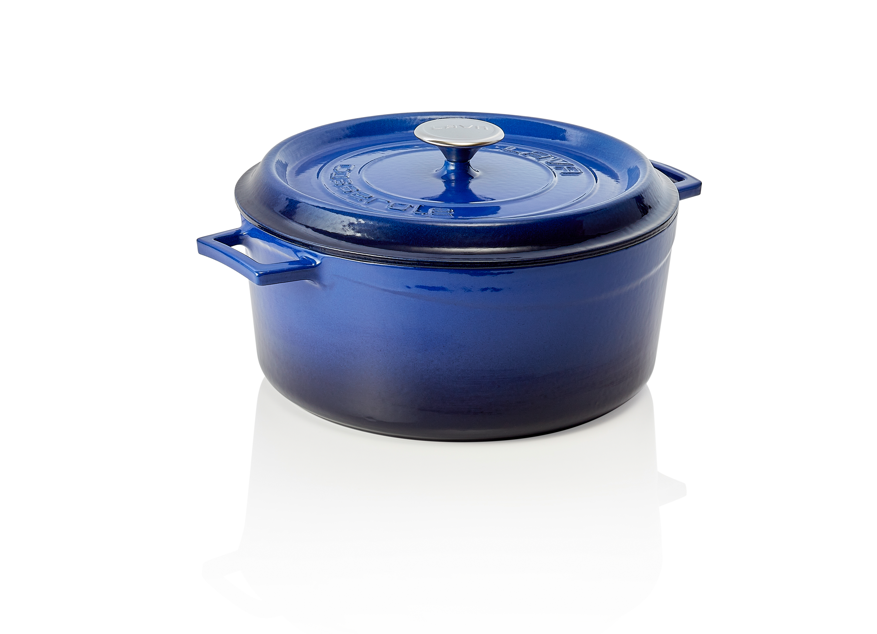 WAS Bräter Ø oben 29 cm Höhe 12,5 cm blau Gusseisen