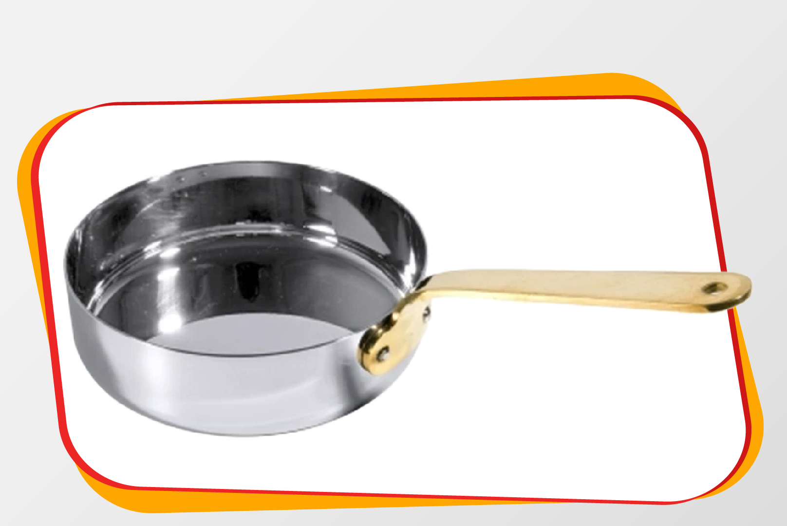 Kasserolle, Metalltöpfer, Edelstahl, Goldener Griff, Pfanne with long handle