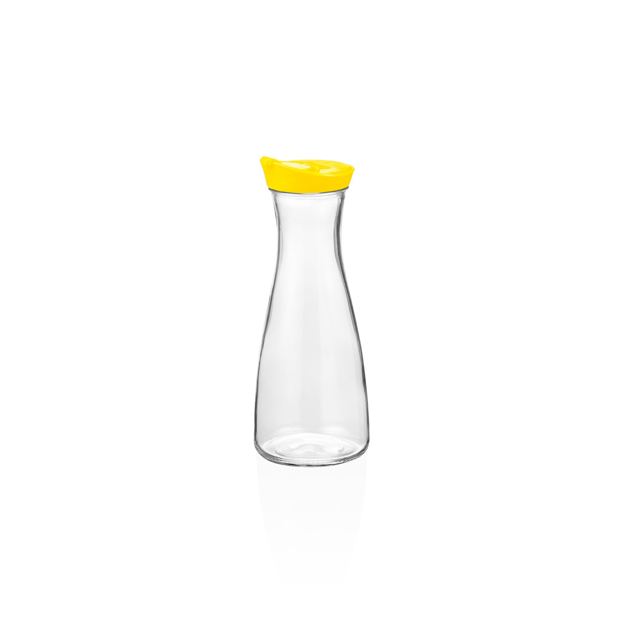 WAS Karaffe mit gelbem Deckel, 1,0 ltr., Ø 10 cm, Kunststoff, Glas