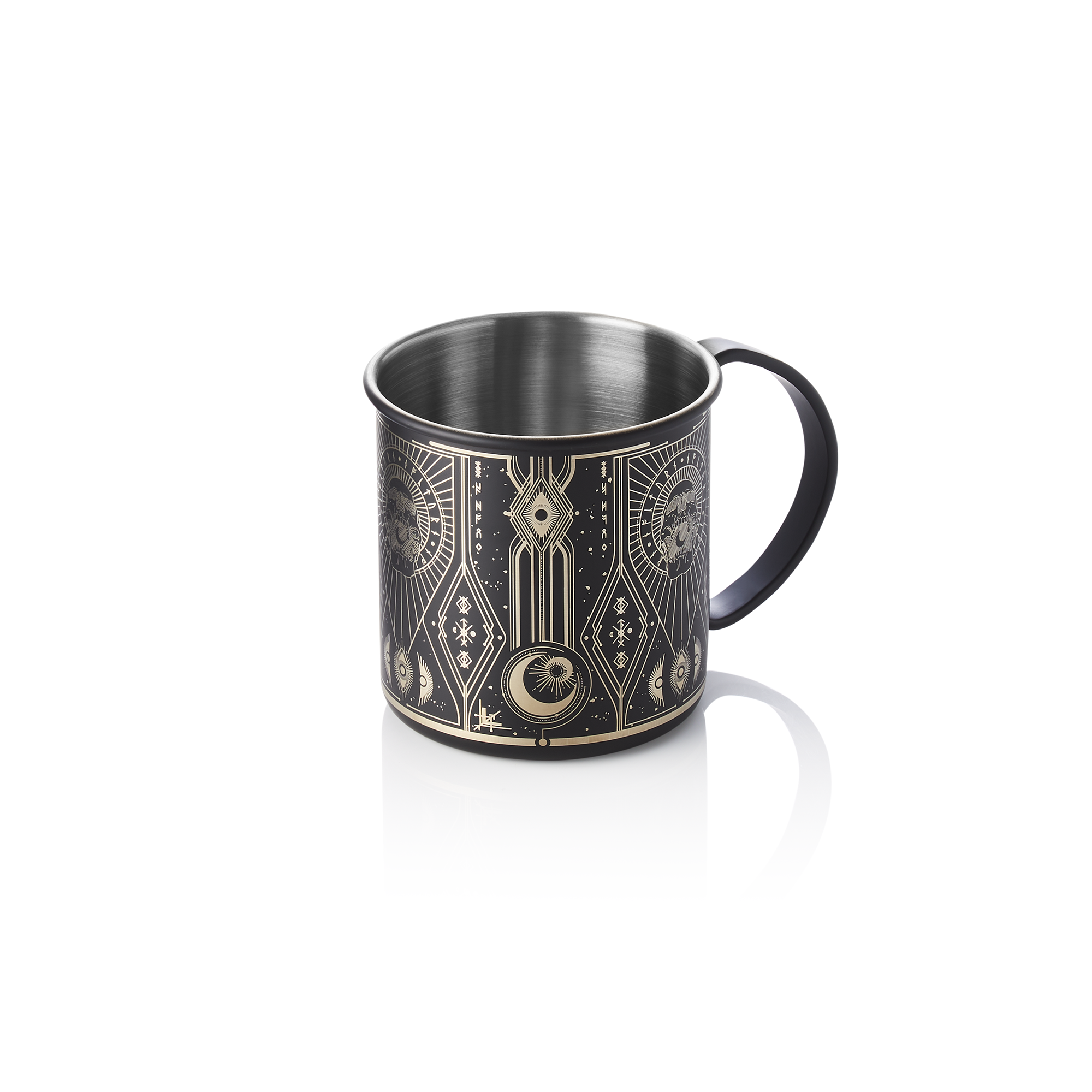 WAS Moscow Mule Tattoo NOCTURN, 0,45 ltr., Ø 9 cm, Höhe 9 cm, schwarz, gold, Chr