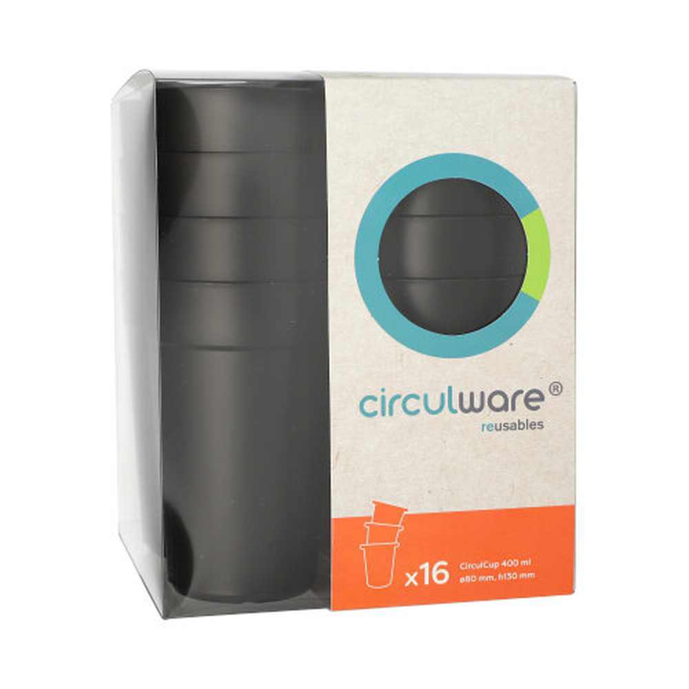 Papstar "Circulware" Mehrweg-Trinkbecher PP rund 0,4 l Ø 8 cm · 13 cm schwarz