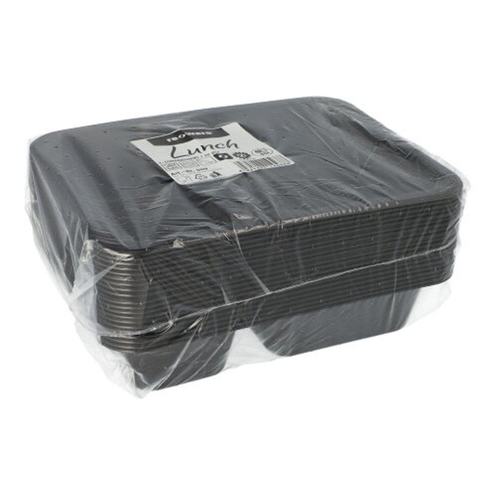 Papstar Mehrweg-Menüschalen PP 2-geteilt 4,5 cm x 22,7 cm x 17,8 cm schwarz