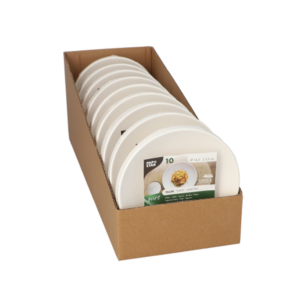 Papstar Teller Zuckerrohr "pure" rund Ø 14,5 cm · 3,5 cm weiss "Cella"