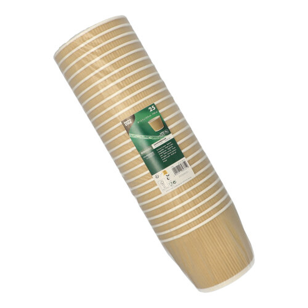 PAPSTAR Suppenbecher, Pappe rund 998 ml Ø 13,5 cm · 10,8 cm braun/weiss Rippl