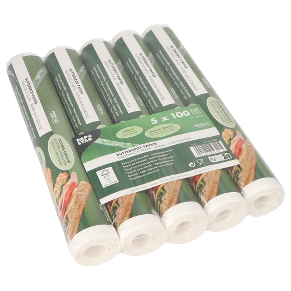 Papstar Blatt Butterbrotpapier 25 cm x 30 cm weiss
