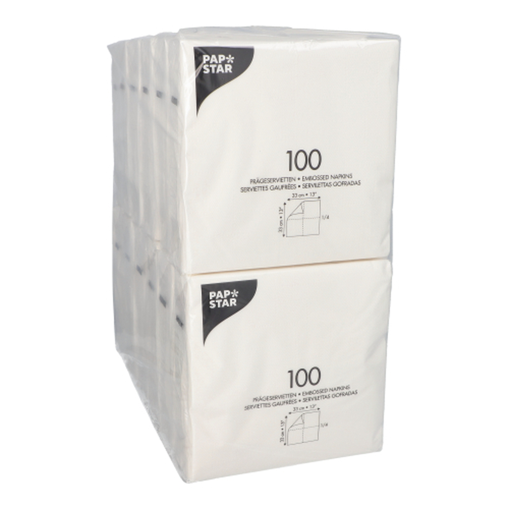 Papstar Servietten, 1-lagig 1/4-Falz 33 cm x 33 cm weiss