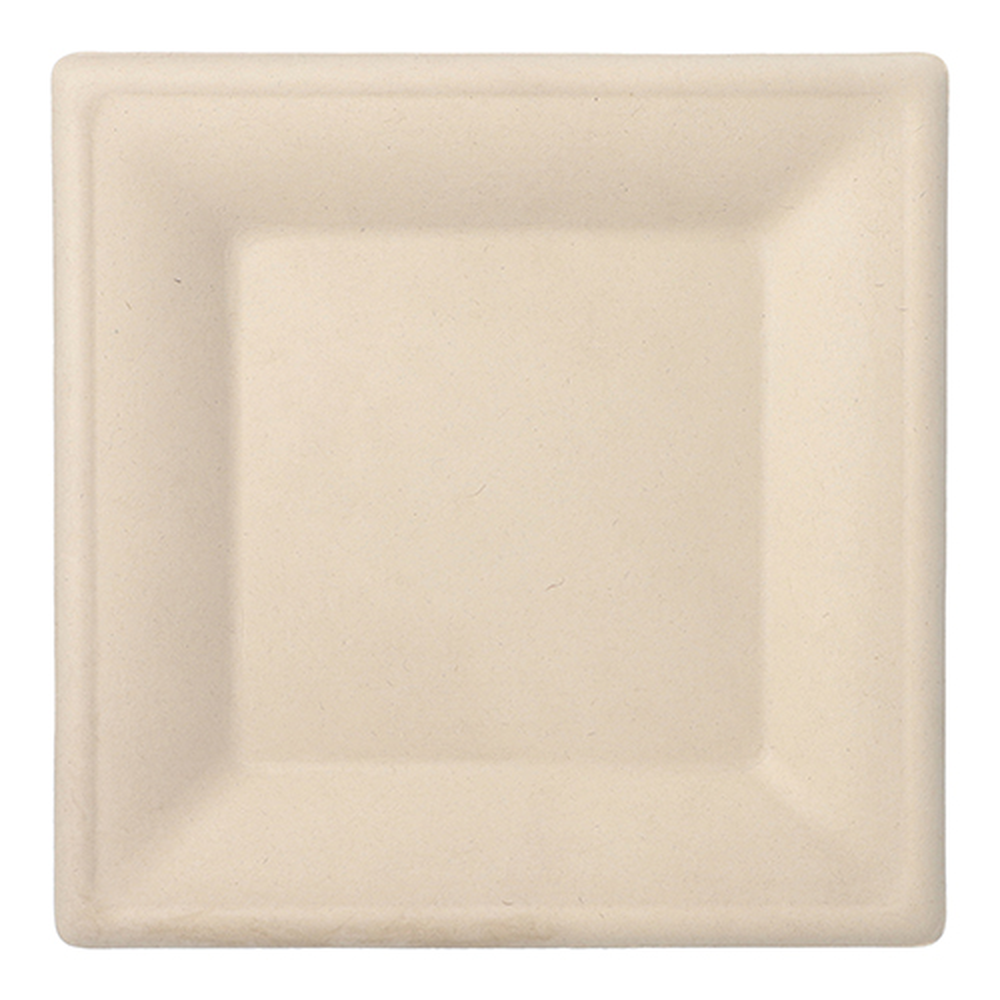 Papstar Teller, Zuckerrohr "pure" eckig 26 cm x 26 cm natur
