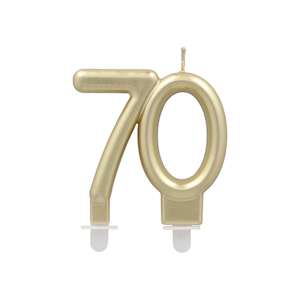 Papstar Jubiläumskerzen mit Halter 7 cm gold "70"