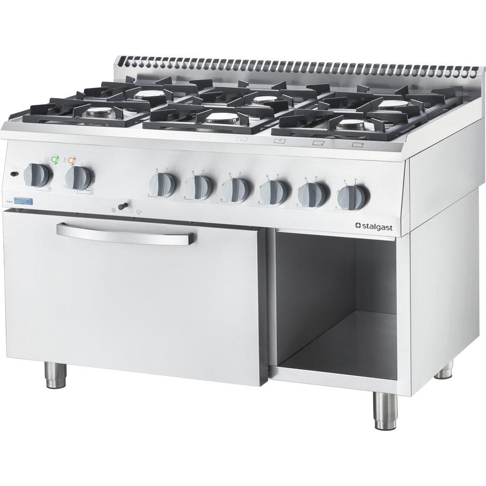 Stalgast Gasherd ECO 6 Brenner mit Elektro-Heißluftofen (600 x 400 mm / GN 1/1) 