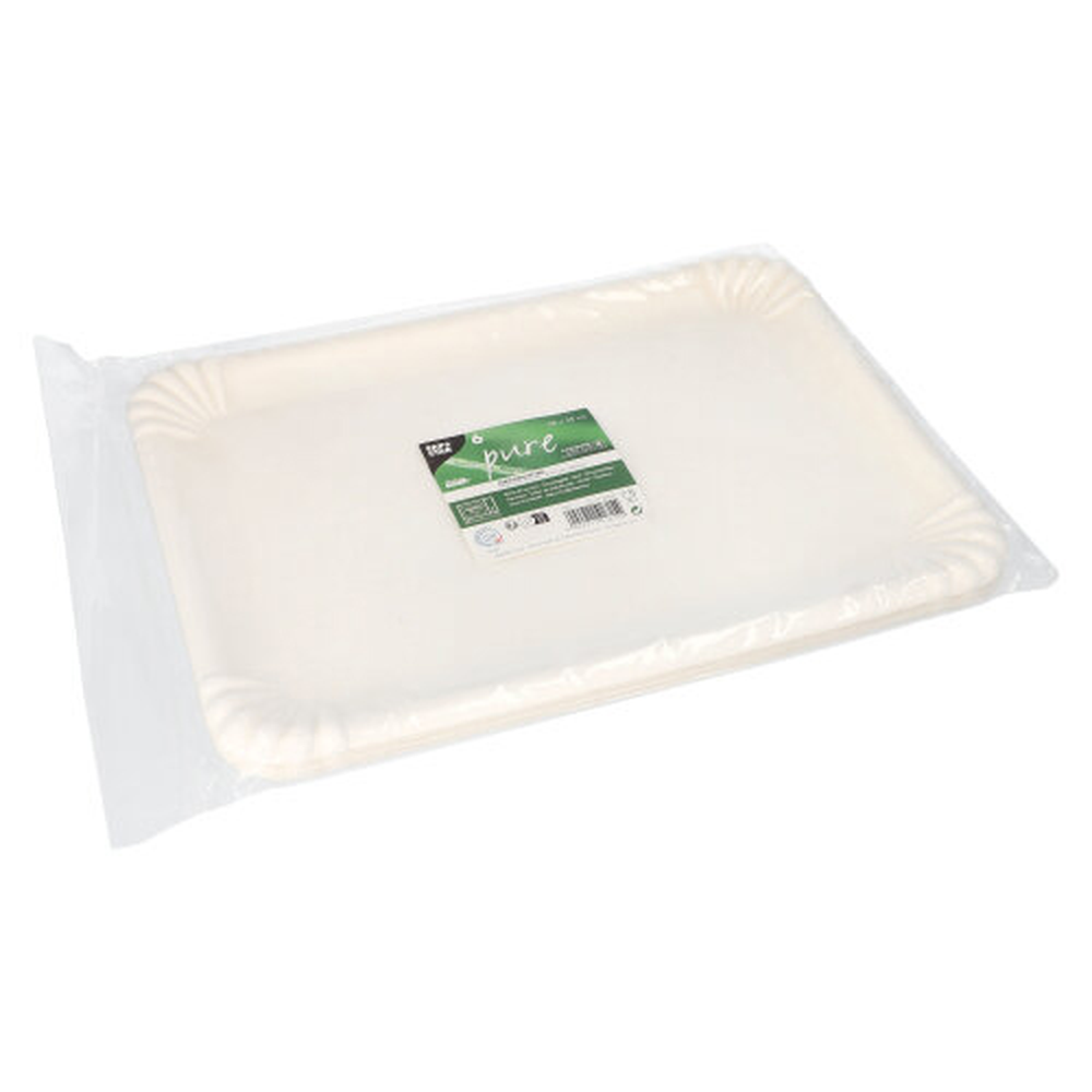 Papstar Servierplatten, Zuckerrohr "pure" eckig 26 cm x 35 cm weiss