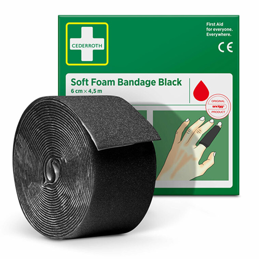 Papstar "Cederroth" Soft Foam Bandage 4,5 m x 6 cm schwarz , Refill