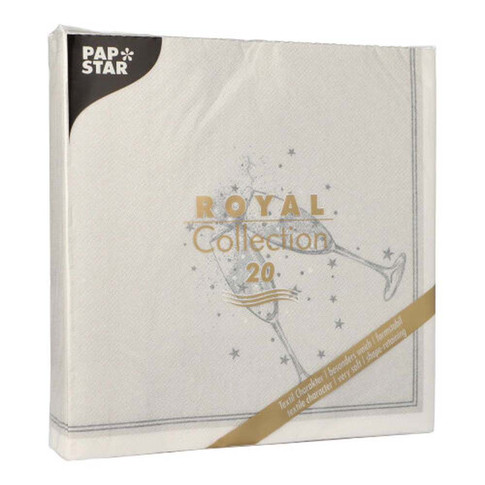 Papstar Servietten "ROYAL Collection" 1/4-Falz 40 cm x 40 cm silber "Festivity"