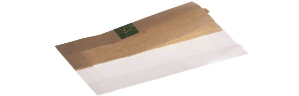 Pacovis Sandwichbeutel 1/2 Papier,, 1/2 PLA, 140+2x30x230