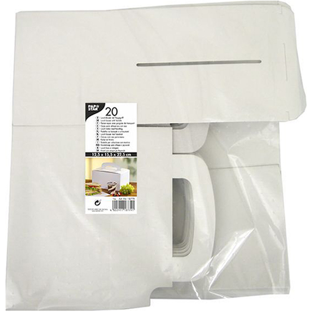 PAPSTAR Lunch-Boxen, Pappe pure eckig 12,5 cm x 15,5 cm x 22,5 cm weiss mit