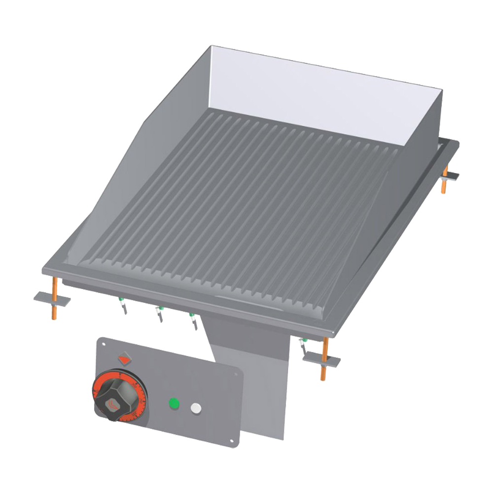 RM Gastro Grillplatte 36x55 drop-in elektrisch geriffelt 400 V / RM - FTRD-64ET
