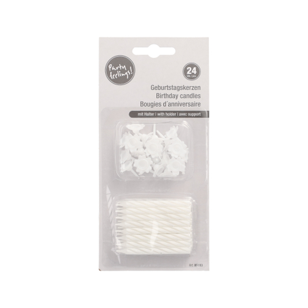 Papstar Geburtstagskerzen mit Halter 6 cm weiss