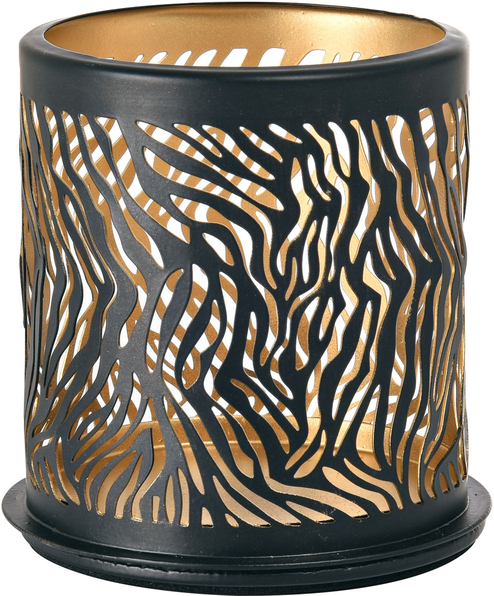 Duni Kerzenhalter Safari Zebra 75 x 75 mm schwarz, Metall