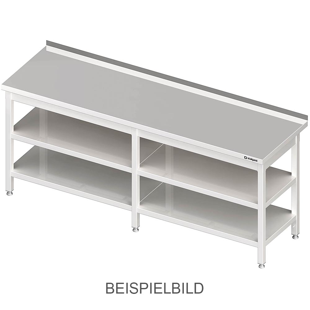 Stalgast Arbeitstisch mit Grund- und Zwischenboden, 2300x600x850 mm, ohne Aufkan