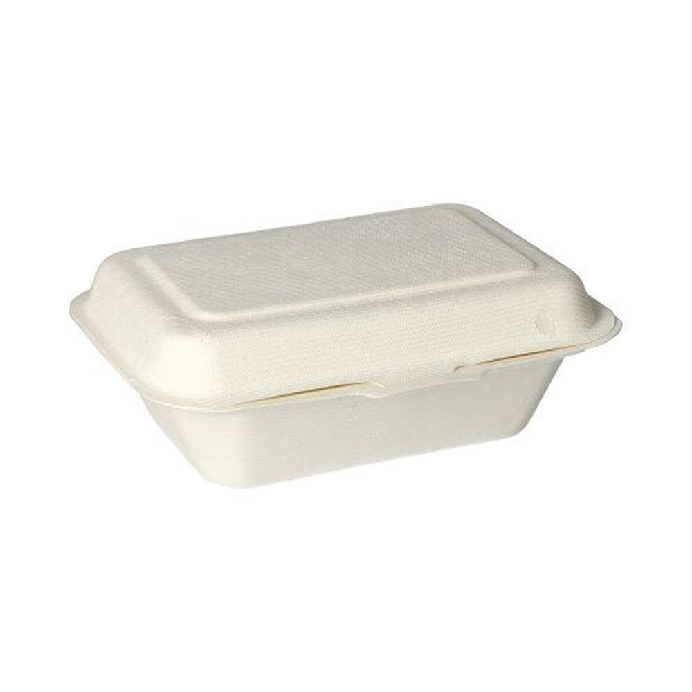 Papstar Menüboxen, Zuckerrohr "pure" ungeteilt 6 cm x 18 cm x 12,5 cm weiss