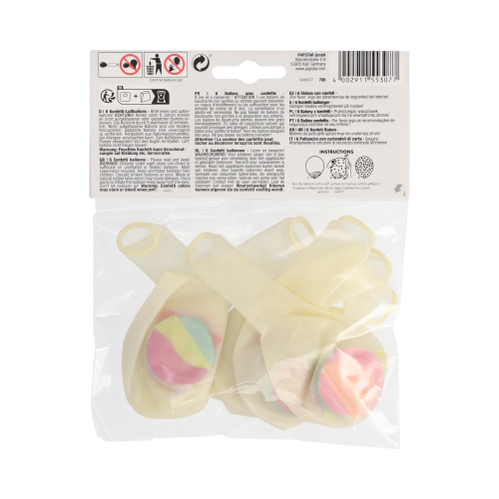 Papstar Luftballons Ø 29 cm mit buntem Konfetti