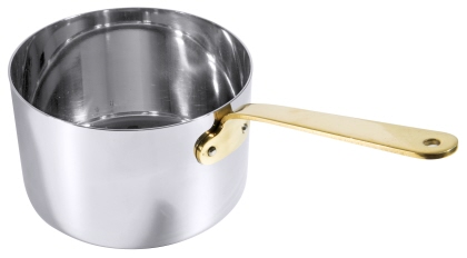 Contacto Stielkasserolle 12 cm, tief Edelstahl mit Messinggriff