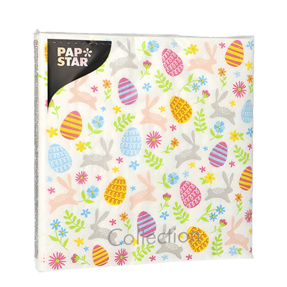Papstar Servietten, 3-lagig 1/4-Falz 33 cm x 33 cm "Happy Easter"
