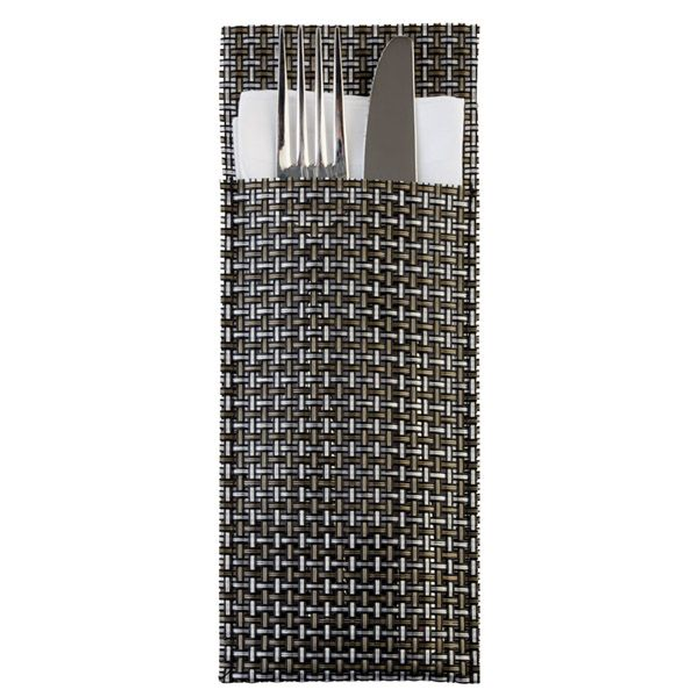 APS Servietten- und Bestecktaschen 24 x 9 cm, silbergrau , PVC, Schmalband