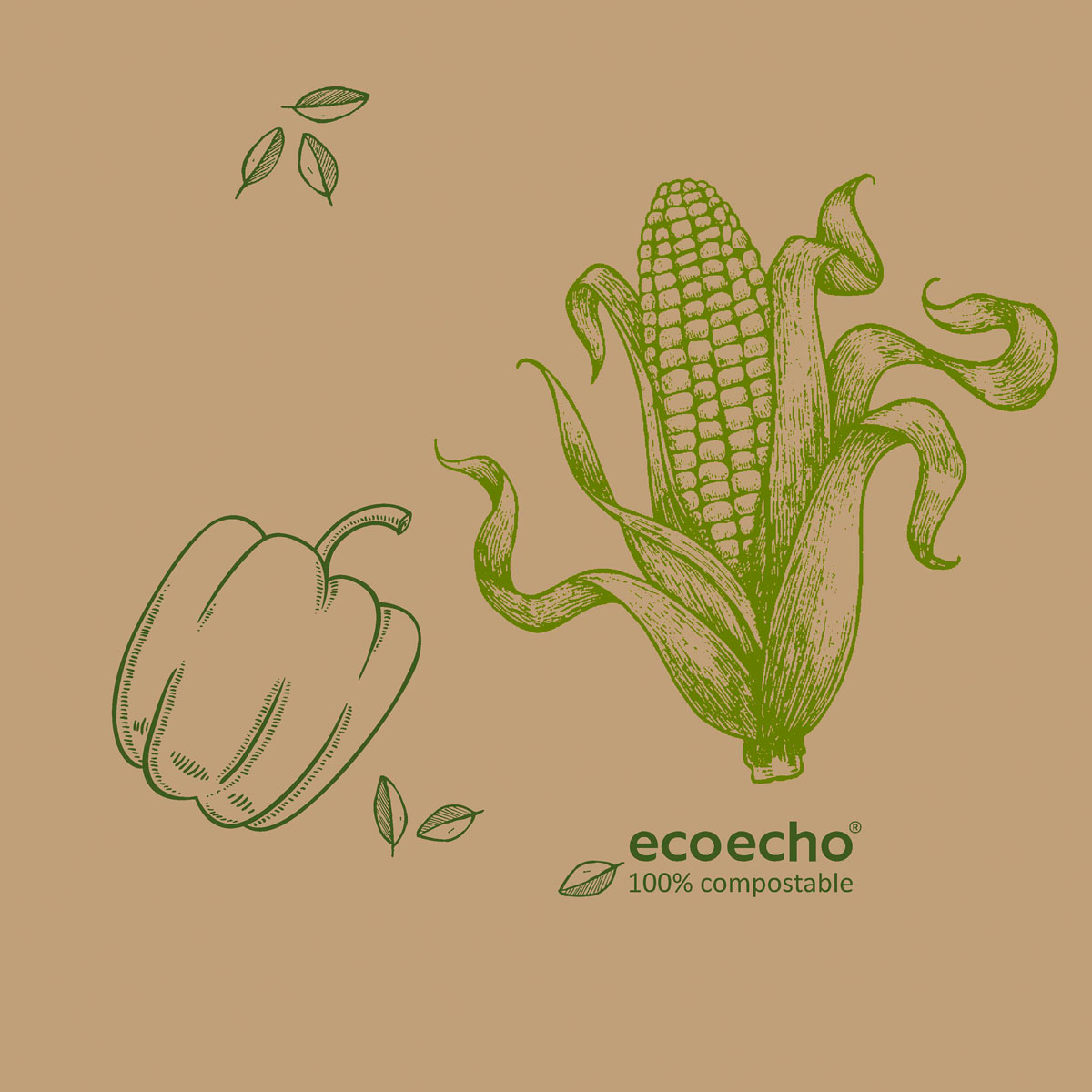 Duni Zelltuchservietten 33 x 33 cm 3-lagig 1/4 Falz Veggies
