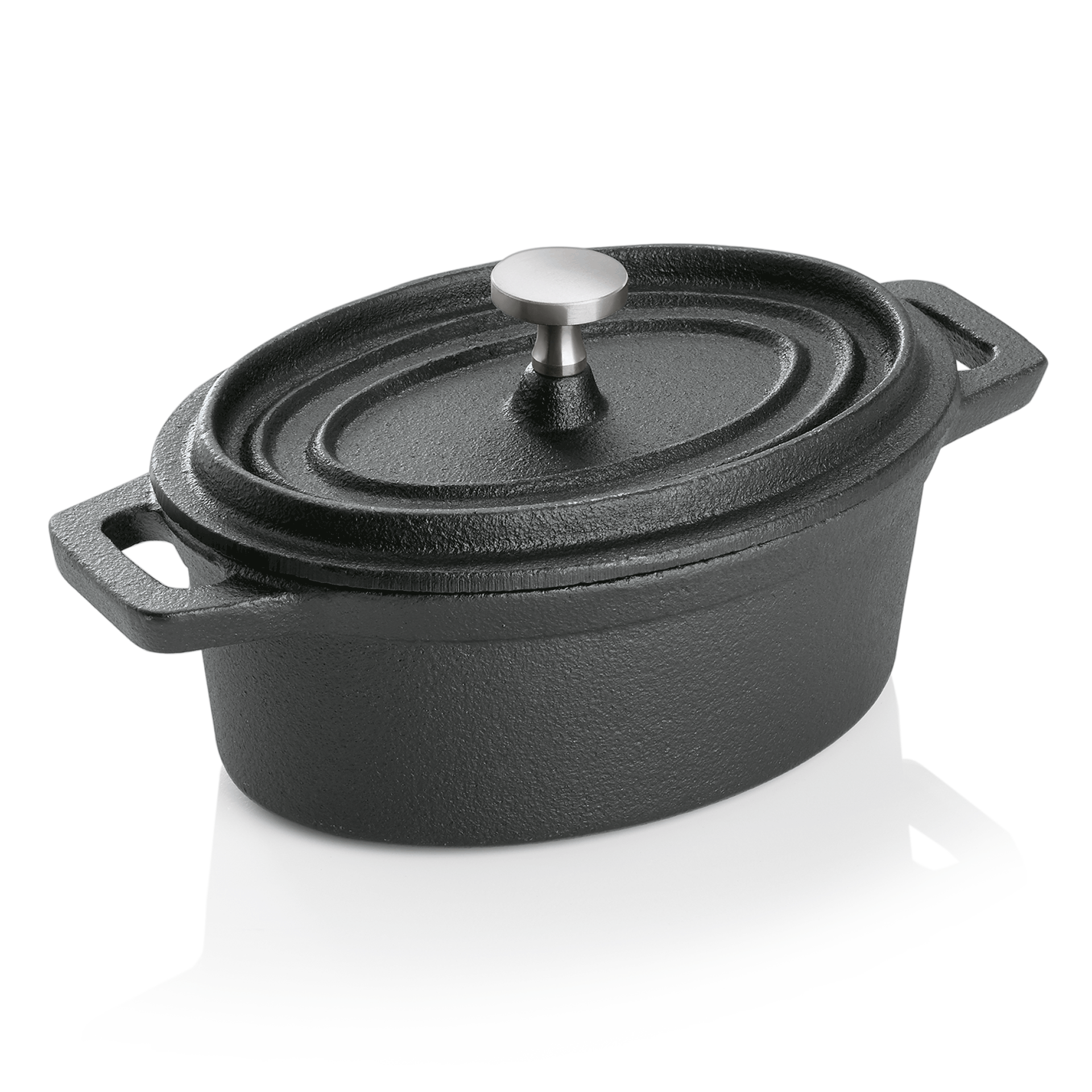 WAS Cocotte, 12,5 x 9,5 x 6,5 cm, schwarz, Gusseisen, Edelstahl