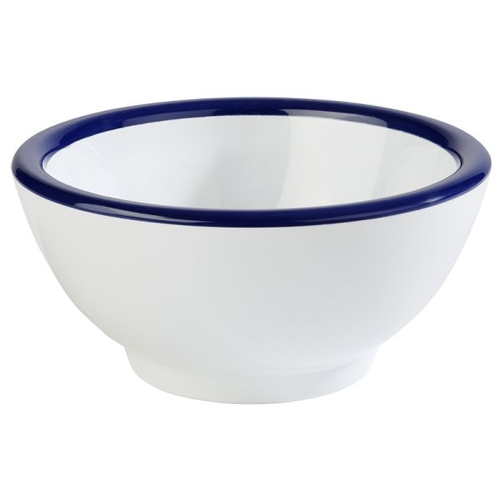 APS Schale -PURE- Ø 13 cm, H: 6,5 cm , Melamin, weiß, blauer Rand