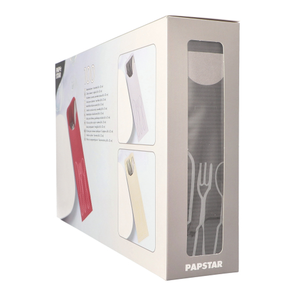 Papstar Bestecktaschen 23,5 cm x 7,3 cm anthrazit inkl. farbiger Serviette