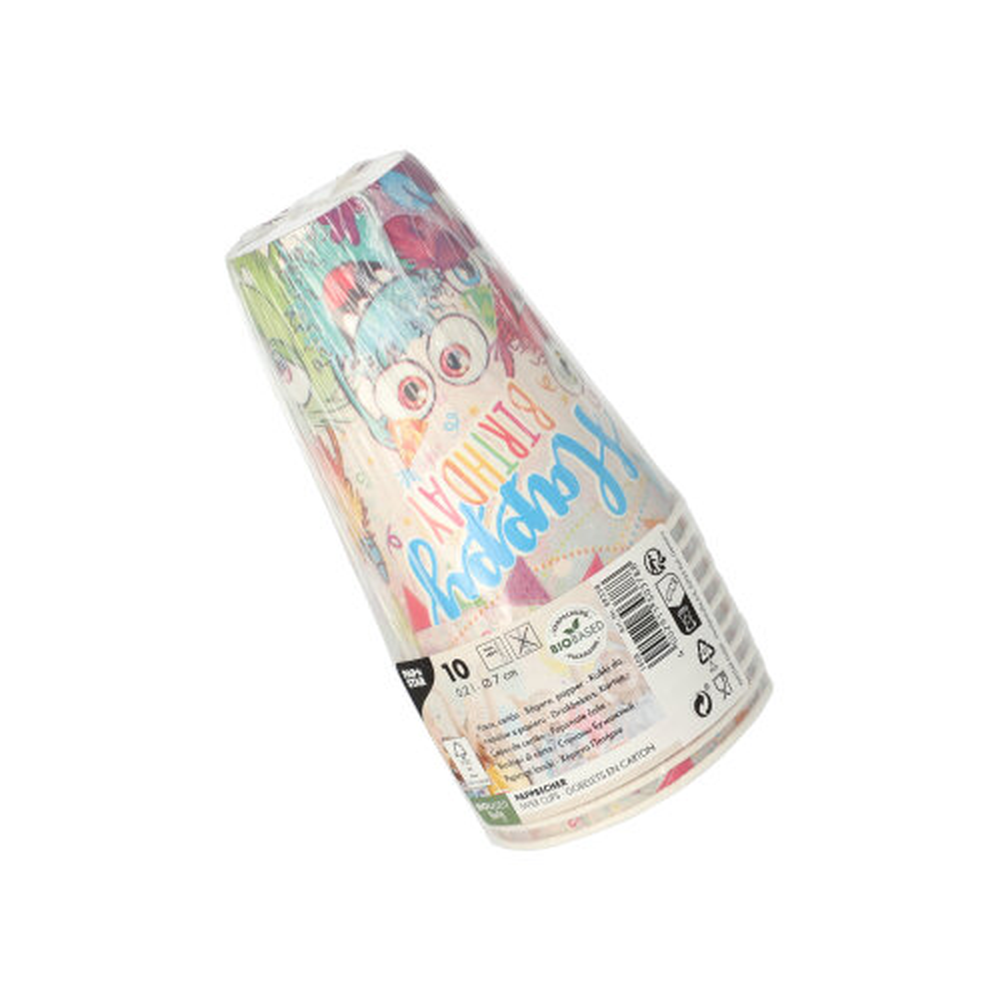 Papstar Trinkbecher, Pappe 0,2 l Ø 7 cm · 9,7 cm farbig "Funny Monsters"