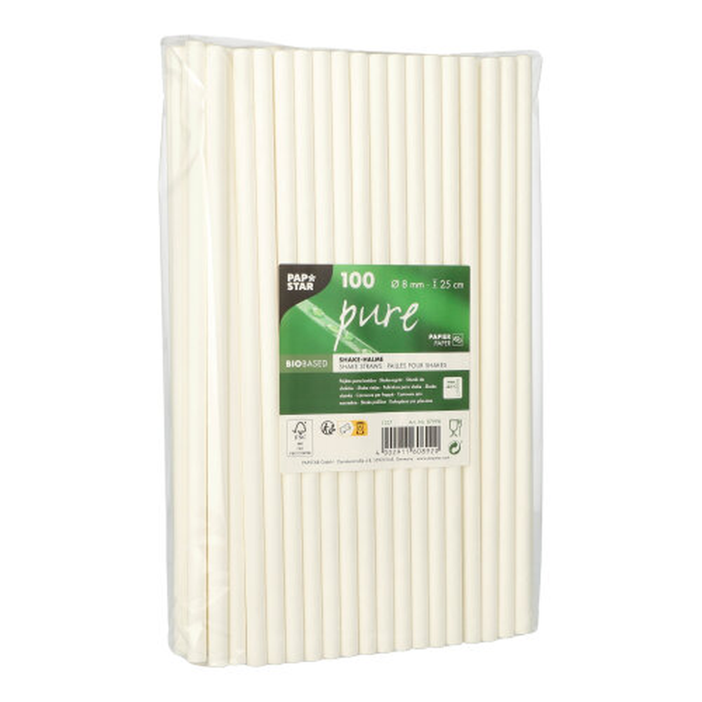 Papstar Shake-Halme, Papier "pure" Ø 8 mm · 25 cm weiss