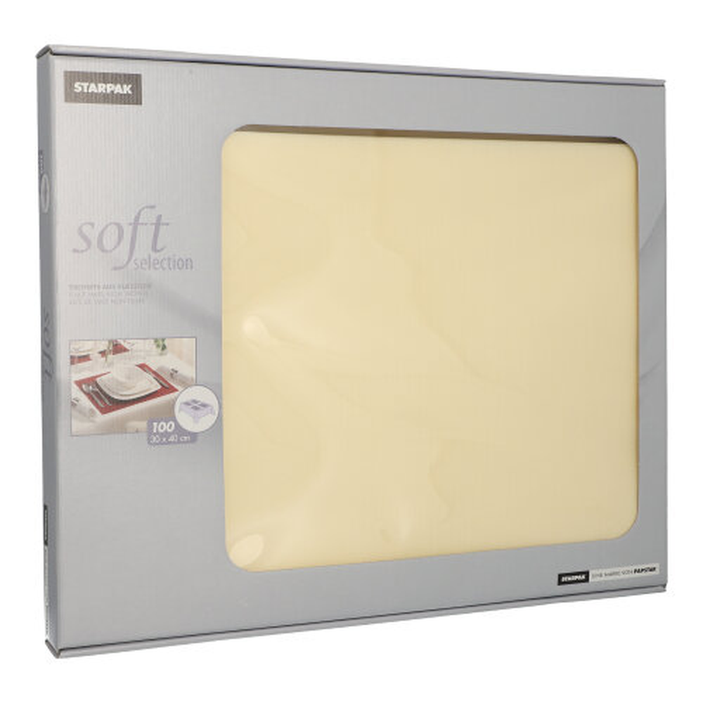 Papstar Tischsets, stoffähnlich, Vlies "soft selection" 30 cm x 40 cm creme