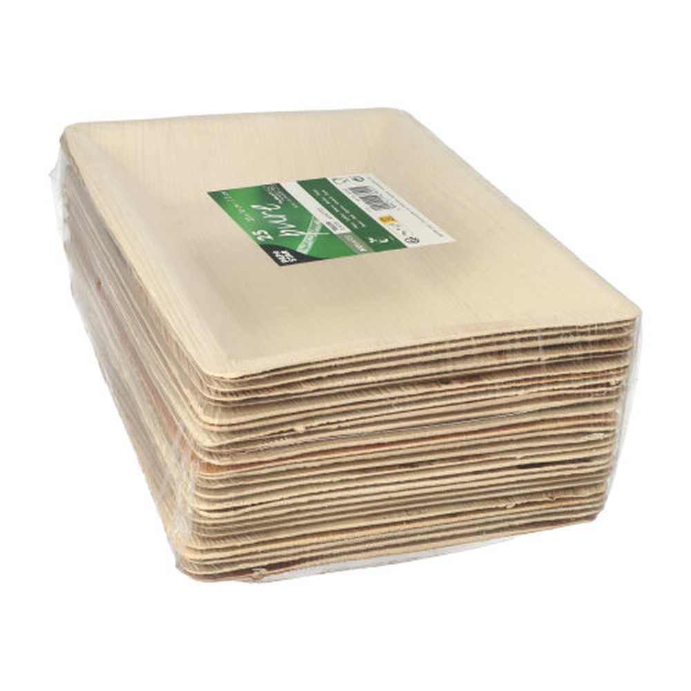 Papstar Teller Palmblatt "pure" eckig 3 cm x 23 cm x 16 cm natur