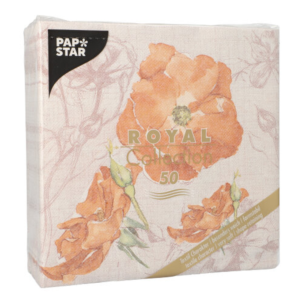 Papstar Servietten "ROYAL Collection" 1/4-Falz 40 cm x 40 cm nektarine "Blossom"