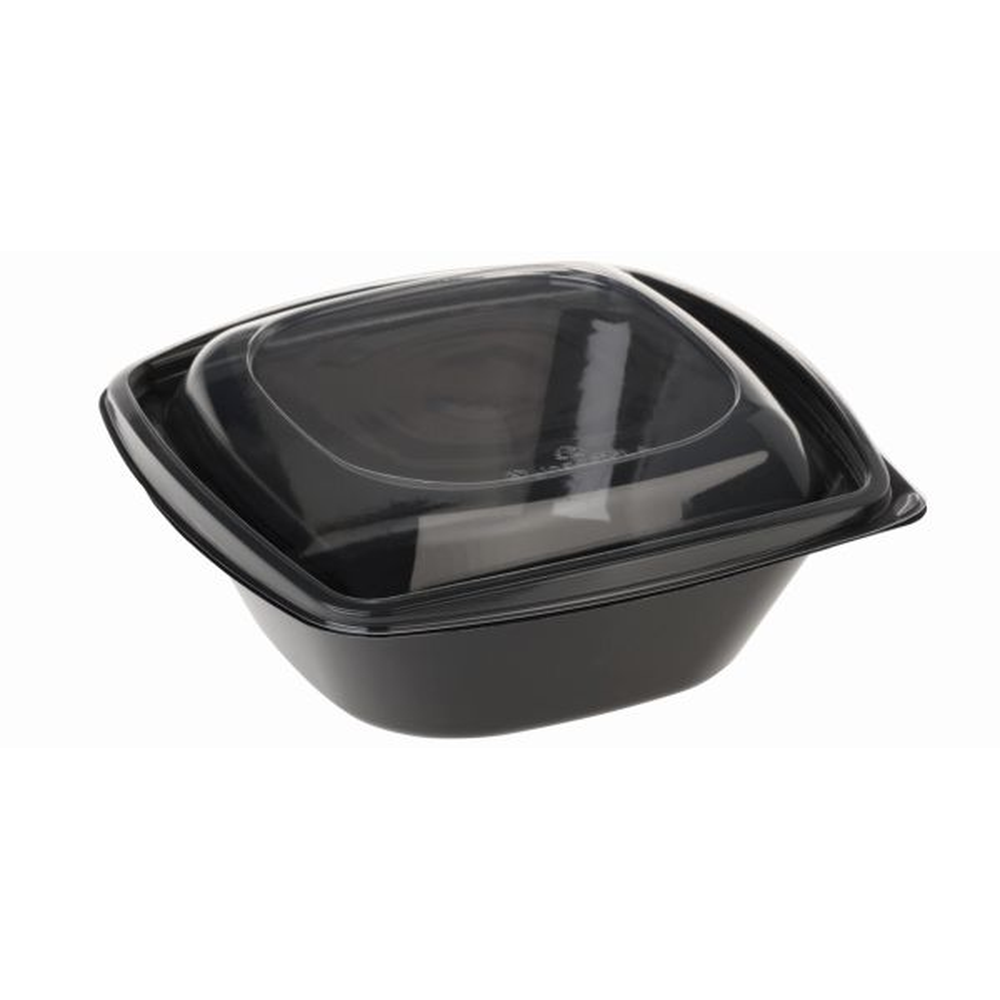 Pacovis Salatschale PLA 960ml schwarz, 192x192x78mm m.Deckel transp.