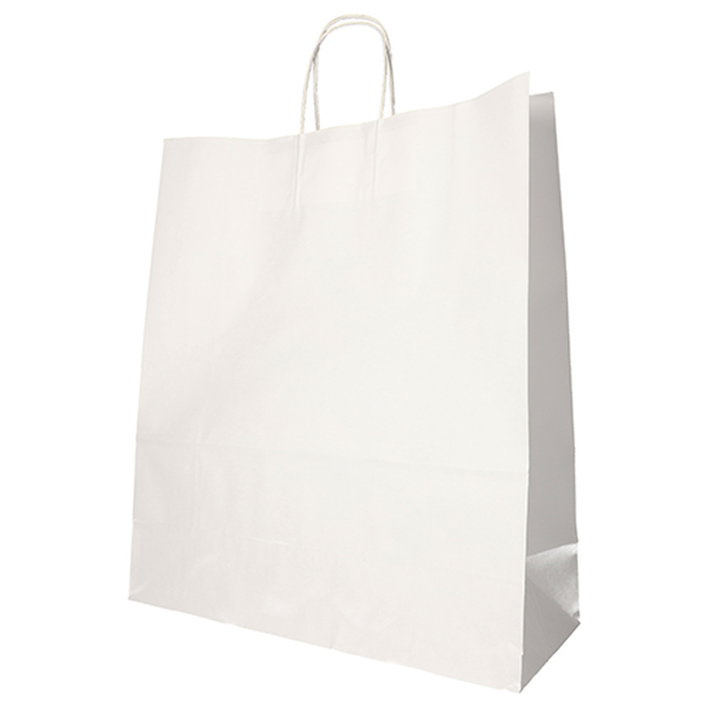 PAPSTAR Tragetaschen, Papier 41 cm x 35 cm x 14 cm weiss mit gedrehtem Trageg