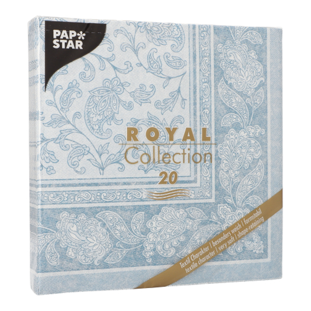 PAPSTAR Servietten ROYAL Collection 1/4-Falz 40 cm x 40 cm arktikblau Orn