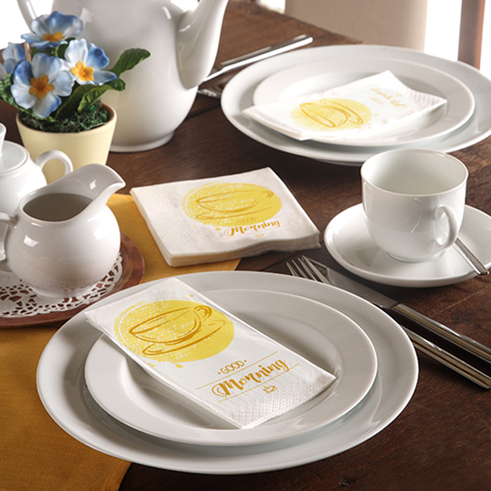 Papstar Servietten, 3-lagig 1/8-Falz 33 cm x 33 cm "Good Morning"