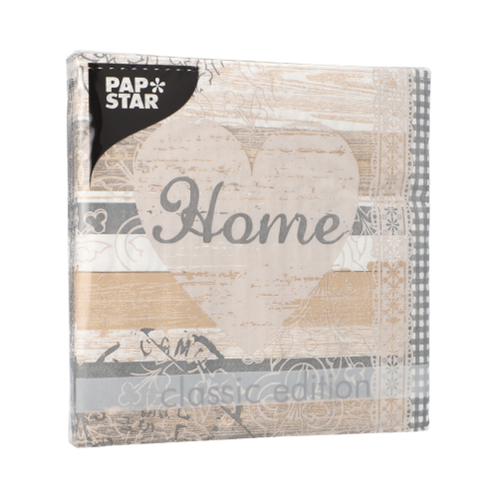 Papstar Servietten, 3-lagig 1/4-Falz 33 cm x 33 cm "Home"