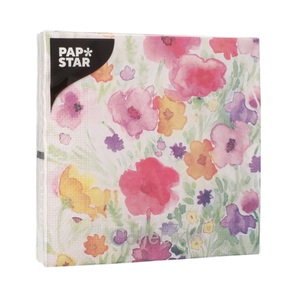 Papstar Servietten, 3-lagig 1/4-Falz 33 cm x 33 cm "Flower Field"