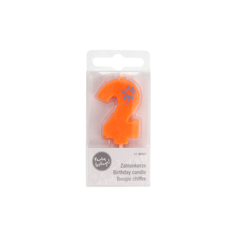 Papstar Zahlenkerze, Mini 6,8 cm orange "2"