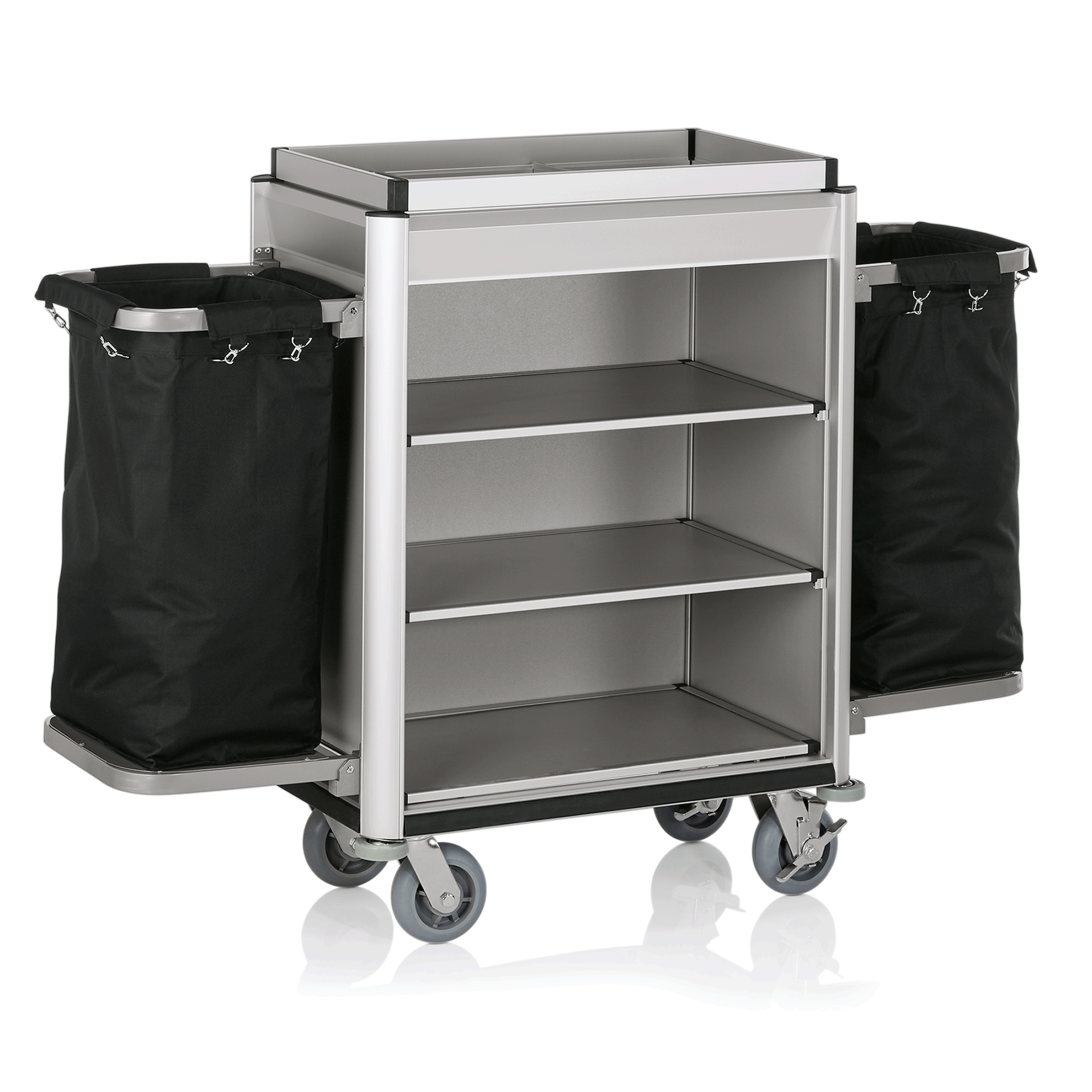 WAS Zimmerservicewagen ISABELLA, 155 x 55 x 116 cm, helle Kanten, Aluminium, MDF