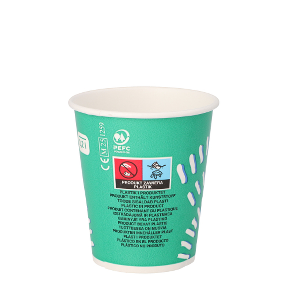 Papstar Trinkbecher für Kaltgetränke, Pappe 0,2 l Ø 8 cm · 8,8 cm grün "Rays"